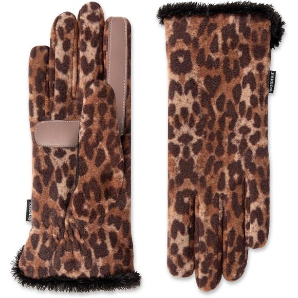 Accessories - Women's Stretch Fleece Gloves With Microlux Lining and Touch Technology Leopard